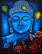 Peaceful Buddha (ART-16946-110669) - Handpainted Art Painting - 27in X 36in