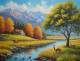 Heaven Nature Mountains House Birds Scenery Landscape Painting (ART-3319-110694) - Handpainted Art Painting - 48in X 30in