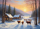 Sunrise Snowy Nature Scenery Landscape Painting (ART-3319-110699) - Handpainted Art Painting - 36in X 30in
