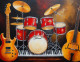 Musical Instruments Abstract Painting (ART-3319-110833) - Handpainted Art Painting - 48in X 30in