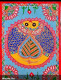 MADHUBANI PAINTING 'TWO FISHES & BETEL LEAF IN CIRCLE' (ART-7470-110850) - Handpainted Art Painting - 11in X 15in