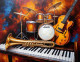 Musical Abstract Painting Melodies (ART-3319-110895) - Handpainted Art Painting - 36in X 30in