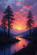 Sunset Through The Pines 04 (PRT-15697-110872) - Canvas Art Print - 28in X 42in