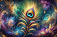Krishna’s Cosmic Feather: A Blend Of Bold Strokes And Celestial Beauty (PRT-15697-110973) - Canvas Art Print - 60in X 40in