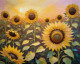 Majestic Sunflowers Standing Tall Against A Glowing Sunset 03 (PRT-16861-111066) - Canvas Art Print - 36in X 29in