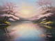 Majestic Lake Reflected In Cherry Blossoms Under Soft And Golden Lighting (PRT-16861-111028) - Canvas Art Print - 36in X 27in