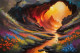 Volcanic Cave Of Fire And Life (PRT-16861-110999) - Canvas Art Print - 36in X 24in