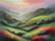Peaceful Hill Station Embraced By Mist, Glowing Gardens In Pastel Hues (PRT-16861-111029) - Canvas Art Print - 36in X 27in