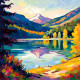 Landscape Painting 0027 (PRT-16612-110938) - Canvas Art Print - 24in X 24in