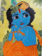 The Little Lord Krishna (ART-2419-111096) - Handpainted Art Painting - 10in X 15in