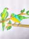 Two Birds Are Sitting On A Tree (ART-16989-111179) - Handpainted Art Painting - 8in X 12in
