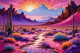 Glowing Oasis In Twilight 02 (PRT-15697-111354) - Canvas Art Print - 48in X 32in