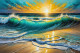 Glowing Beach Under Fiery Sky 05 (PRT-15697-111446) - Canvas Art Print - 48in X 32in