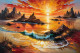 Glowing Shores Under Radiant Skies 02 (PRT-15697-111492) - Canvas Art Print - 48in X 32in