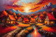 Swirling Skies And Glowing Rooftops 03 (PRT-15697-111297) - Canvas Art Print - 48in X 32in