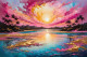 Golden Waters, Pink Clouds (PRT-15697-111399) - Canvas Art Print - 48in X 32in