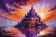 Glowing Palace Under Fiery Skies (PRT-15697-111506) - Canvas Art Print - 48in X 32in