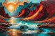 Sunset Over Mystical Waters (PRT-15697-111400) - Canvas Art Print - 48in X 32in