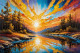 Glowing Rivers Under Sunrise (PRT-15697-111489) - Canvas Art Print - 48in X 32in