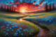 Sunrise Glow On Golden Grasses 02 (PRT-15697-111503) - Canvas Art Print - 48in X 32in