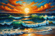 Celestial Ocean At Sunrise 05 (PRT-15697-111459) - Canvas Art Print - 48in X 32in