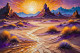Radiant Desert, Purple Skies 02 (PRT-15697-111441) - Canvas Art Print - 48in X 32in