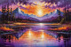 Crystal Lake Reflecting Fiery Skies 03 (PRT-15697-111331) - Canvas Art Print - 48in X 32in
