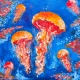 Jellyfish | Secrets Of The Ocean (PRT-16516-111550) - Canvas Art Print - 18in X 18in