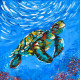 Turtle | Secrets Of The Ocean (PRT-16516-111552) - Canvas Art Print - 18in X 18in