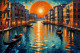 Rippling Circles Of Venetian Dawn (PRT-15697-111564) - Canvas Art Print - 48in X 32in