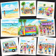 Drawings Of Summer 001 (PRT-16612-111665) - Canvas Art Print - 24in X 24in