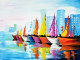 Sail (ART-17005-111748) - Handpainted Art Painting - 17in X 12in