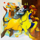 Lucky Bull 2 (PRT-15908-111871) - Canvas Art Print - 24in X 24in