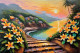 Golden Glow Over Rishikesh Ghat (PRT-15697-111816) - Canvas Art Print - 60in X 40in