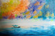 Joy Of Boat (ART-7381-111998) - Handpainted Art Painting - 36in X 24in