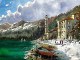 Lonely Boat (ART-8987-111945) - Handpainted Art Painting - 20in X 14in