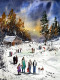 Talk With Snow (ART-8987-111949) - Handpainted Art Painting - 21in X 28in