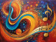 Abstract Painting Echoes (ART-3319-112199) - Handpainted Art Painting - 40in X 24in