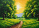 Nature's Heaven Sunrise Landscape Painting (ART-3319-112198) - Handpainted Art Painting - 36in X 24in