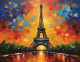 Abstract Landscape Painting Of Eiffel Tower (ART-3319-112252) - Handpainted Art Painting - 36in X 24in
