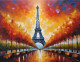 Way To Eiffel Tower Landscape Scenery Painting (ART-3319-112251) - Handpainted Art Painting - 36in X 24in
