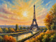 View Of Eiffel Tower- Heaven Nature Scenery Landscape Painting (ART-3319-112249) - Handpainted Art Painting - 48in X 30in