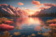 Deepness  ''A Beautiful Pond In The Pink Rays Of Light'' (PRT-16969-112373) - Canvas Art Print - 30in X 20in