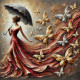 "Crimson Dreams In Flight" (PRT-16747-112307) - Canvas Art Print - 24in X 24in