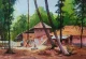 Indian Village (ART-8116-112257) - Handpainted Art Painting - 19in X 13in