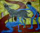 Naughty Friends (ART-17098-112372) - Handpainted Art Painting - 32in X 27in