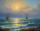Nature's Ships Ocean Sunrise Seascape Landscape Painting (ART-3319-112286) - Handpainted Art Painting - 48in X 30in