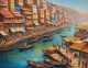 Banaras Ghat Painting (ART-3319-112389) - Handpainted Art Painting - 48in X 36in
