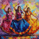 Rajasthan's Rhythmic Trio (PRT-15697-112418) - Canvas Art Print - 60in X 60in