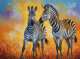 Pair Of Beautiful Zebras (ART-3319-112432) - Handpainted Art Painting - 48in X 30in